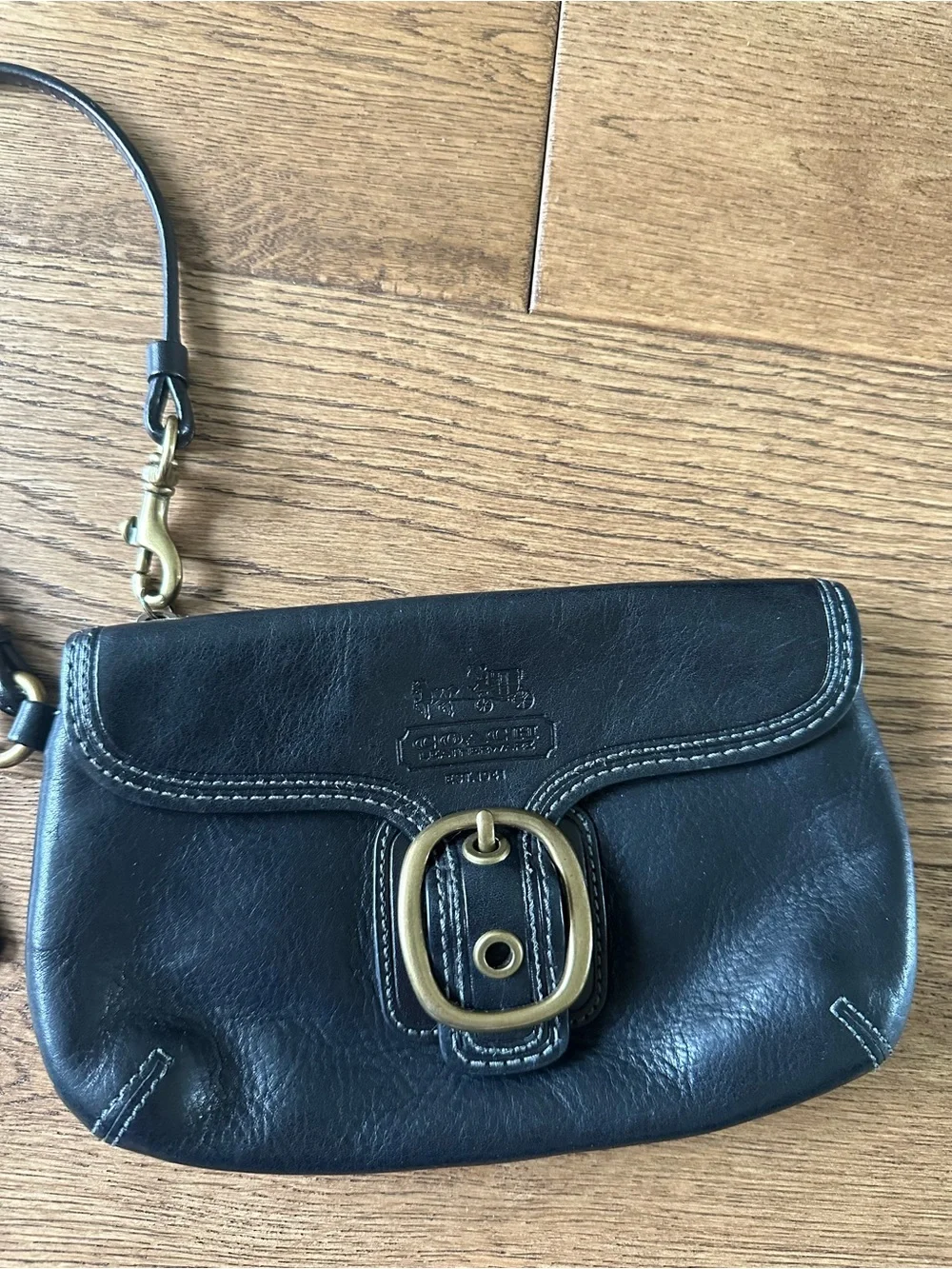 Vintage Coach Bleeker Wristlet Wallet Black Leather